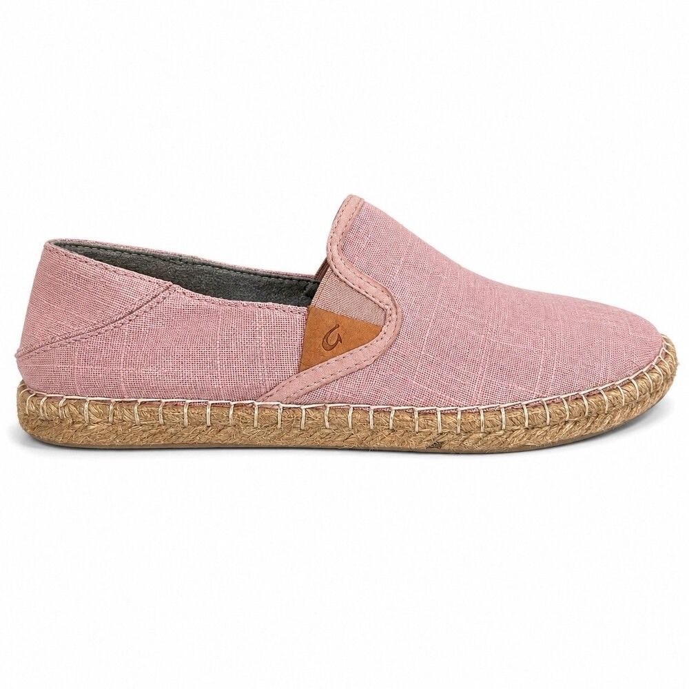 OluKai Kaula Pa’a Kapa Women 7.5 Pink Espadrille Slip On Shoes Canvas Resortwear